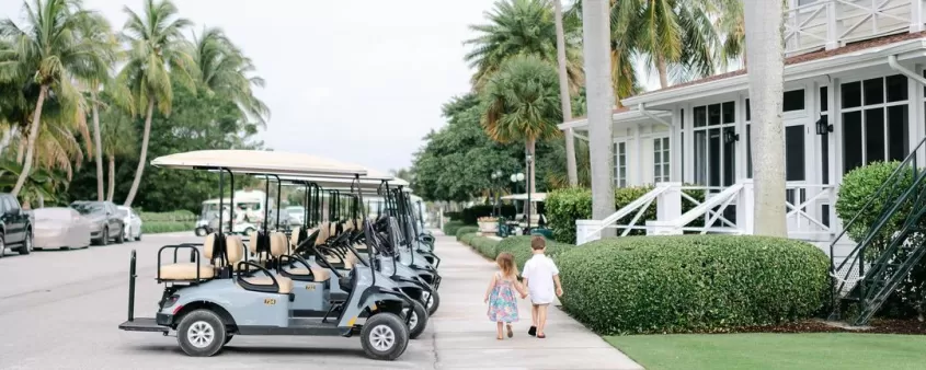 Gasparilla Inn Club Golf Cart Children Palm Trees Street